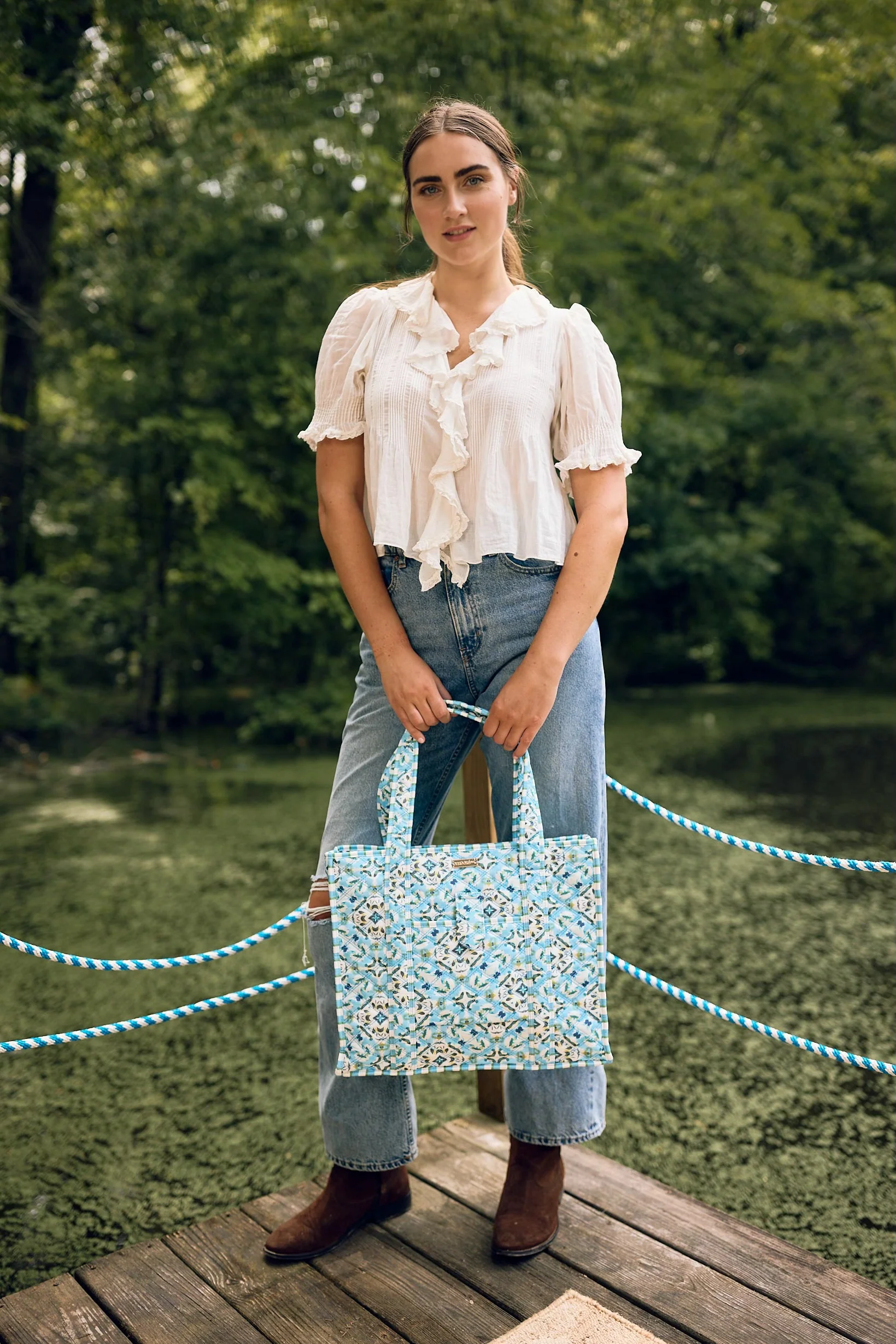 On the Road Quilted Tote - English Tile - Image 6