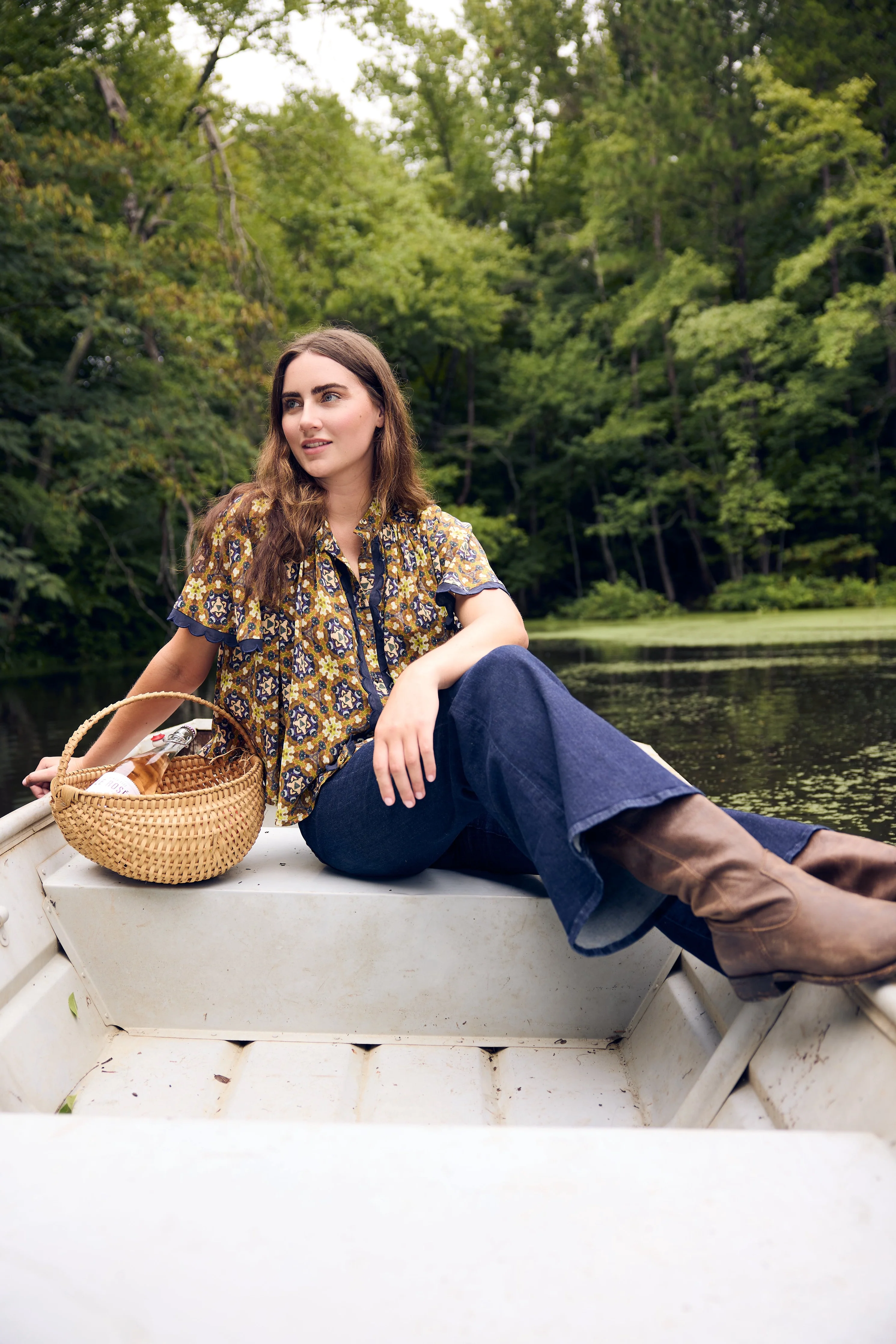 Parham Gathered Blouse - Chestnut Swirl - Image 10