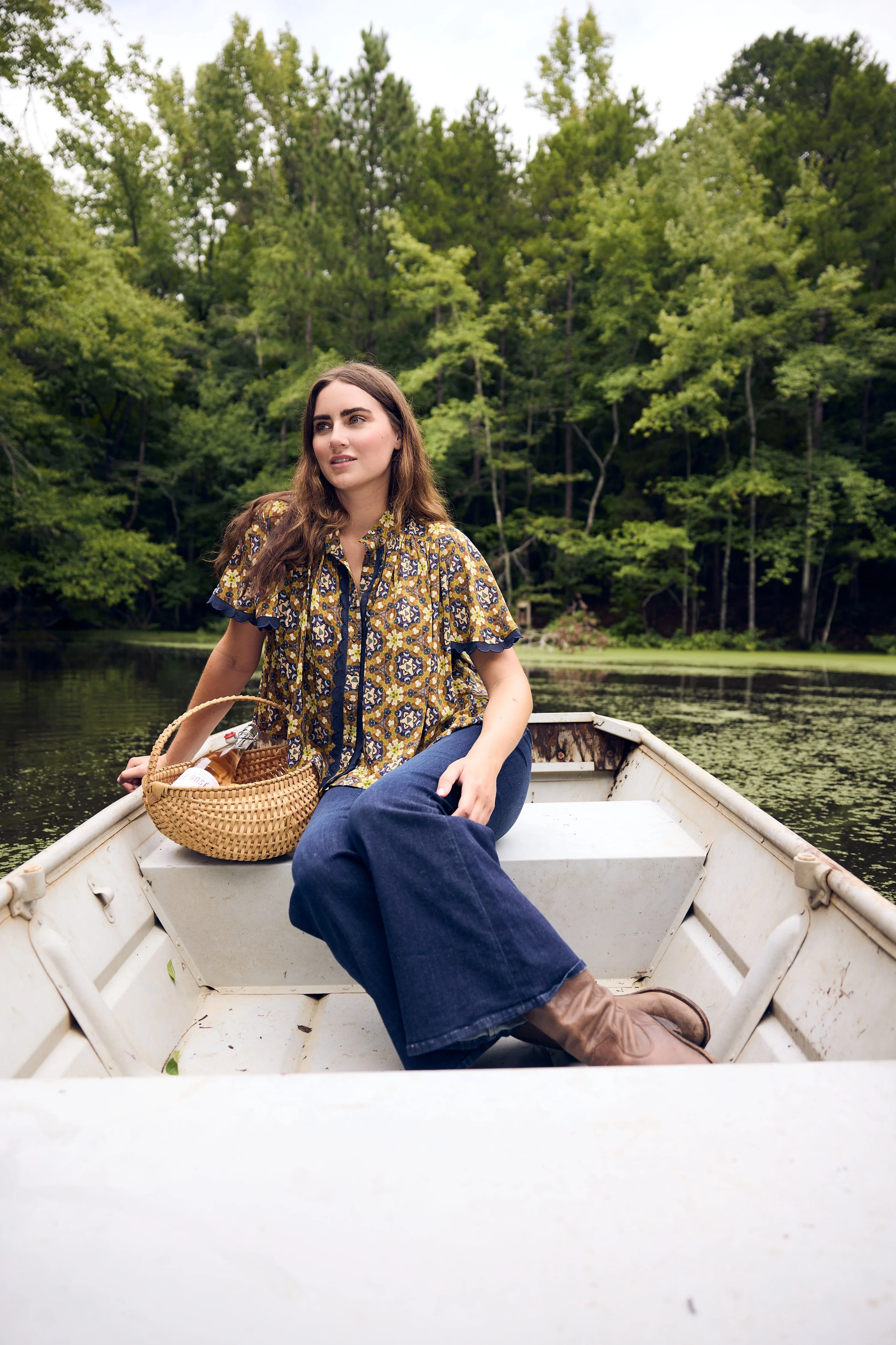 Parham Gathered Blouse - Chestnut Swirl - Image 12