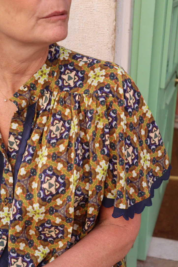 Parham Gathered Blouse - Chestnut Swirl - Image 18