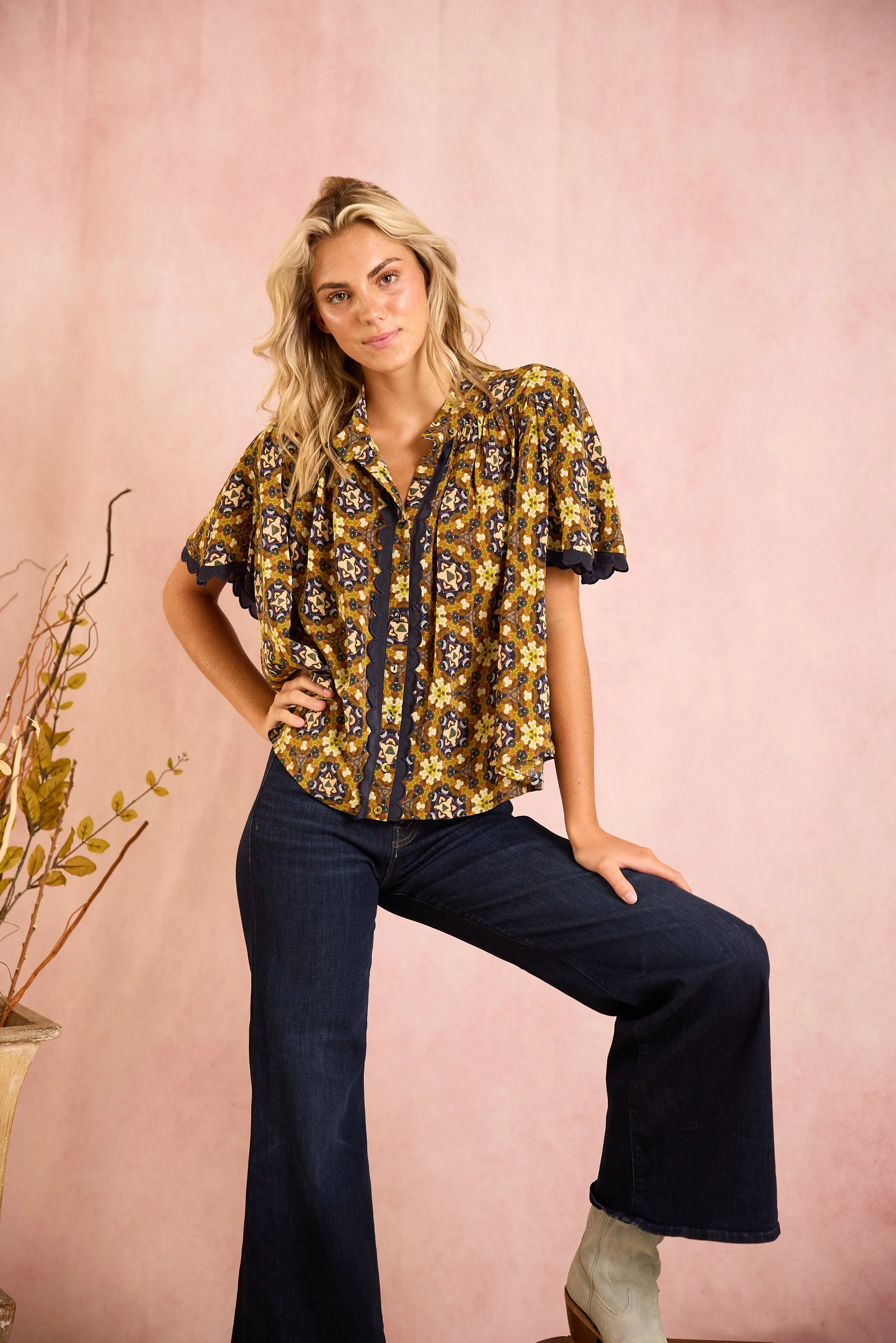 Parham Gathered Blouse - Chestnut Swirl - Image 25