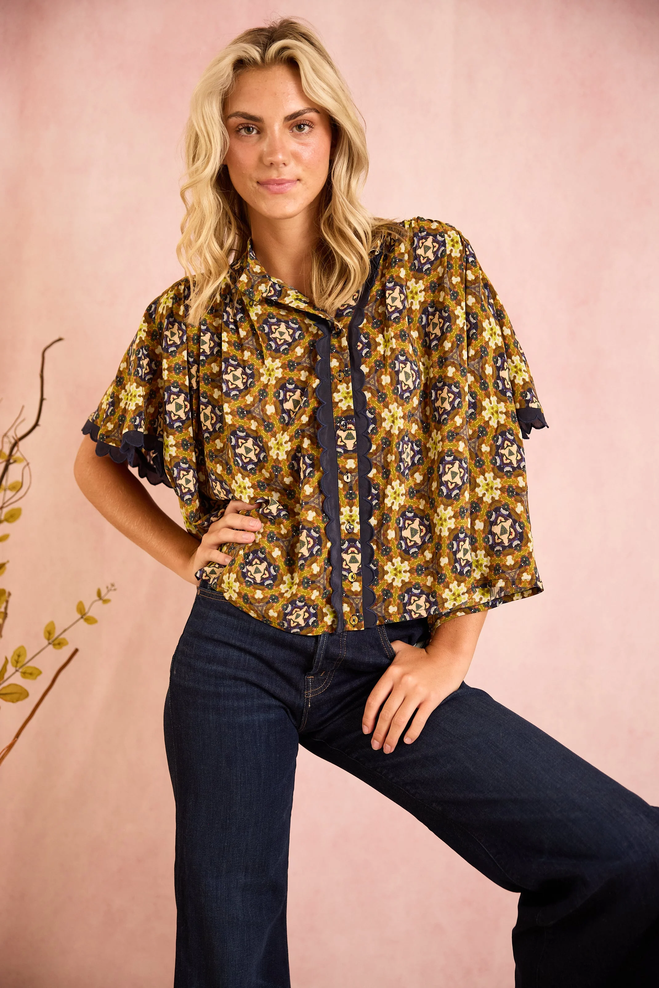 Parham Gathered Blouse - Chestnut Swirl - Image 27
