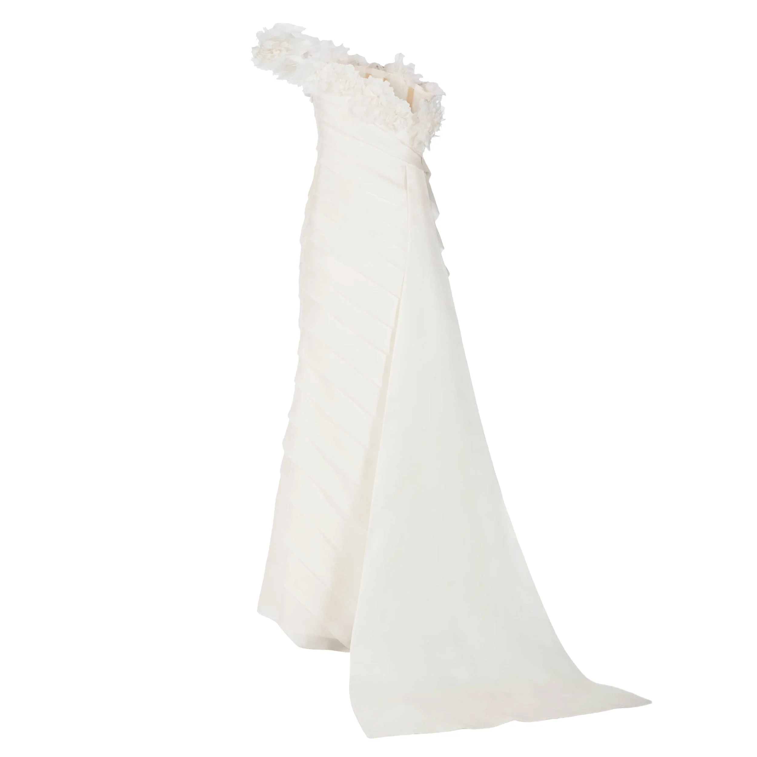 Patti Gown in Ivory Satin Face Organza - Image 10