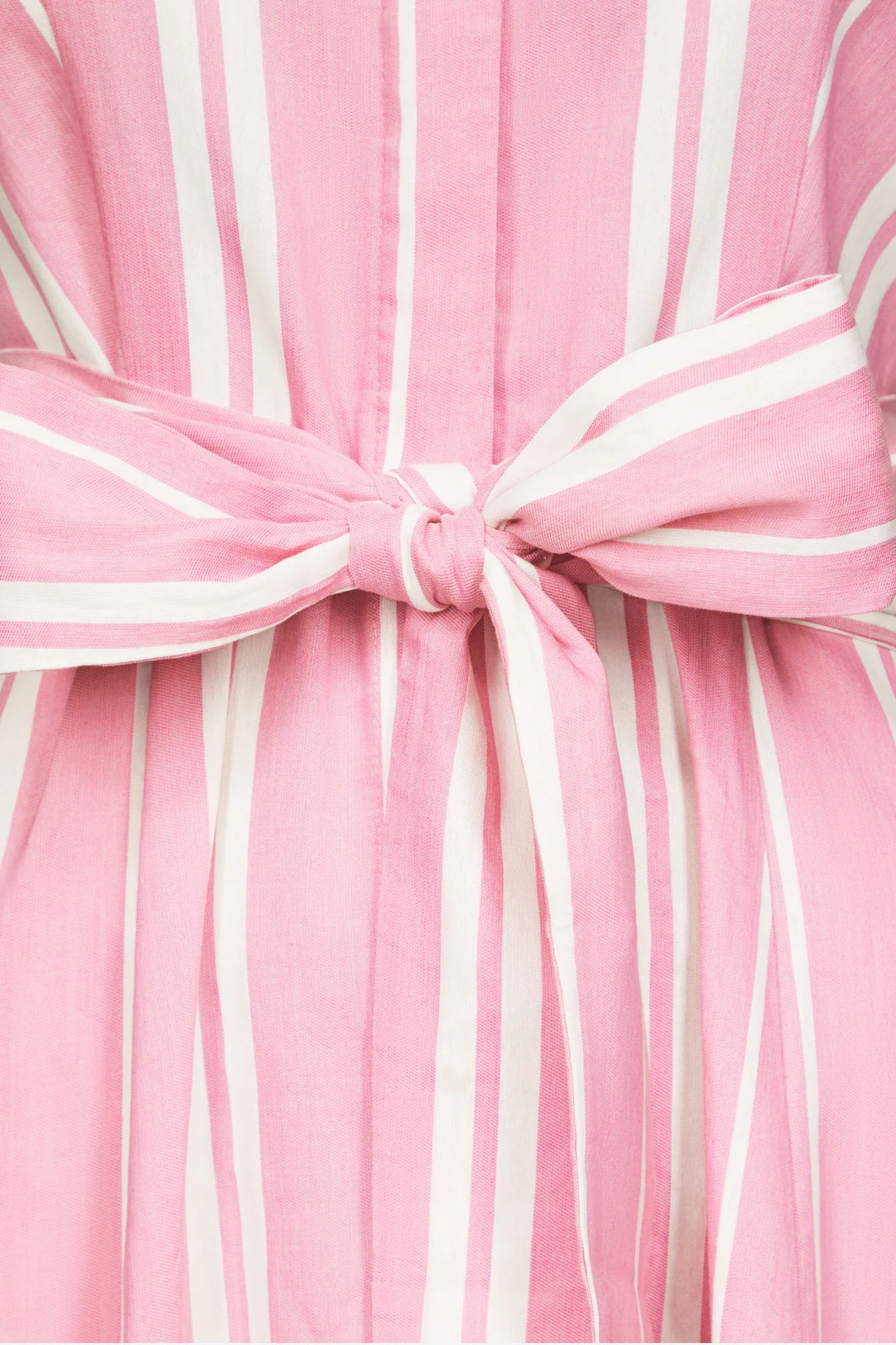 Pink Striped Sleeveless Cotton Maxi Dress With Tie Waist Detail - Image 3