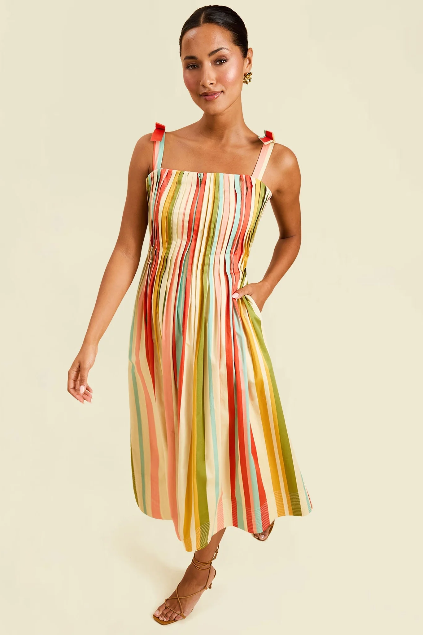 Pre-Order - Anais Pintuck Midi Dress