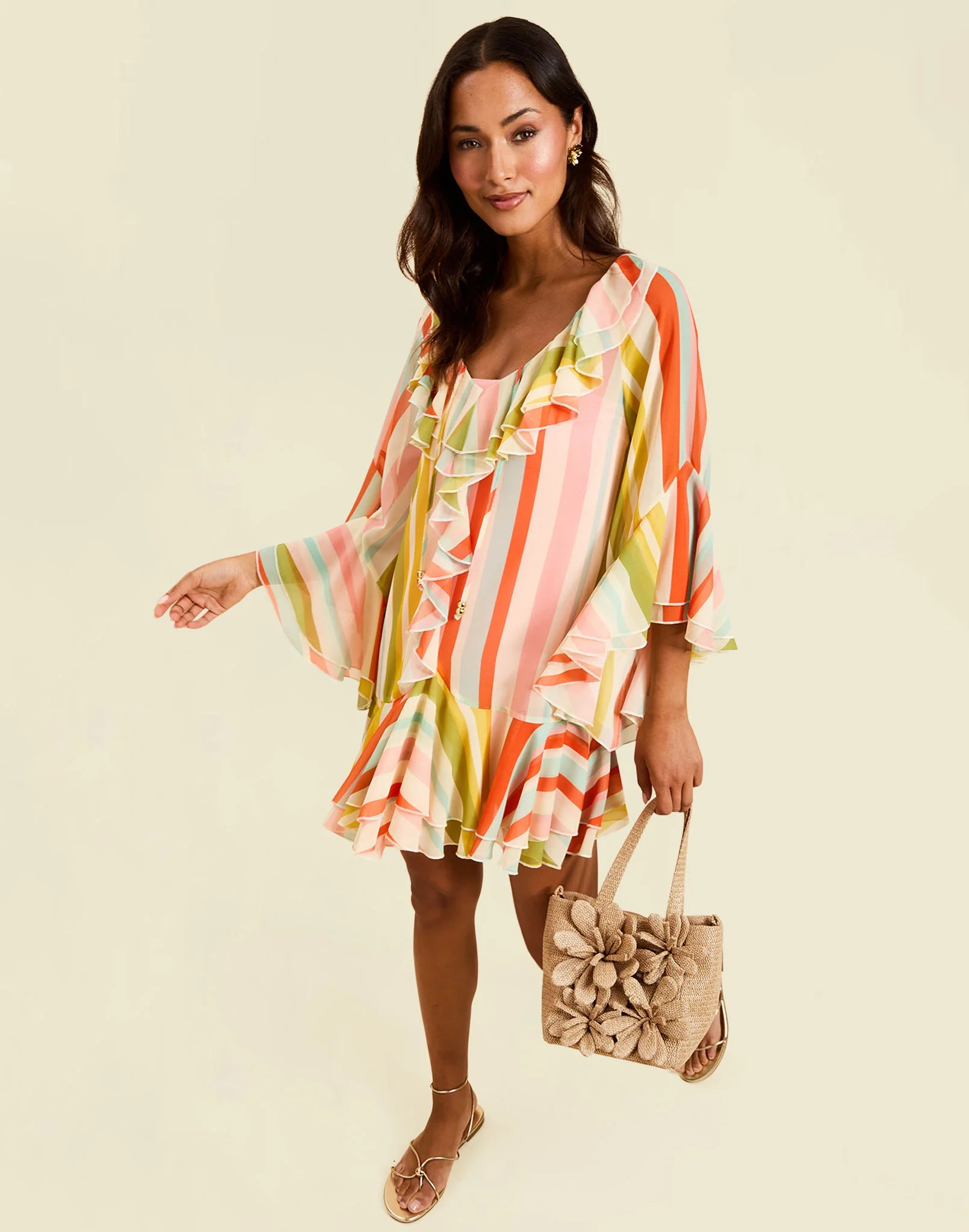 Bimini Ruffle Caftan Mini Dress - Image 7