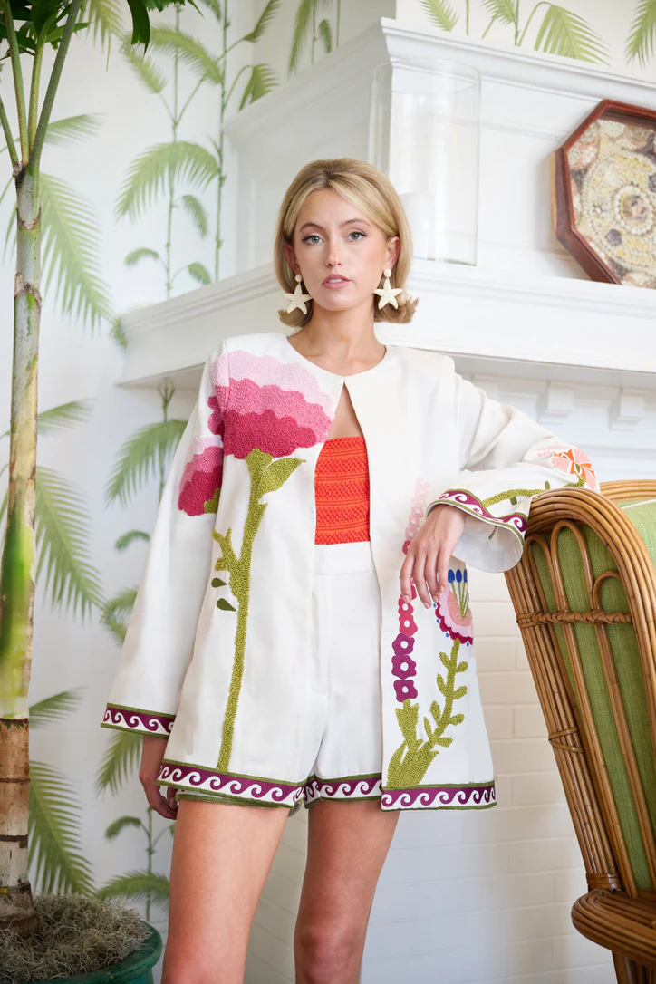 Charlotte Coat - Floral Embroidered