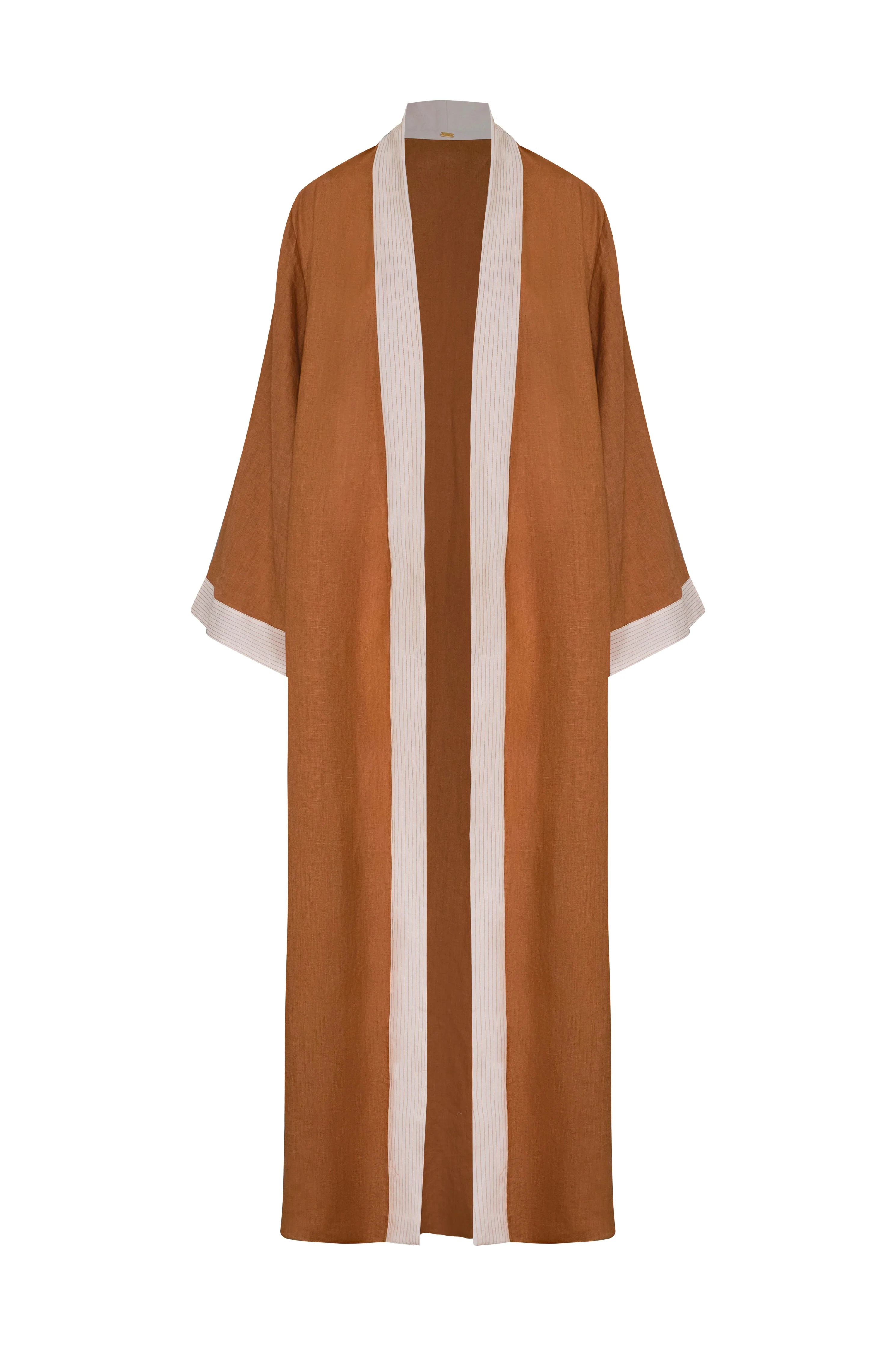 Rafaela Linen Kaftan / Brown & Ivory - Image 3