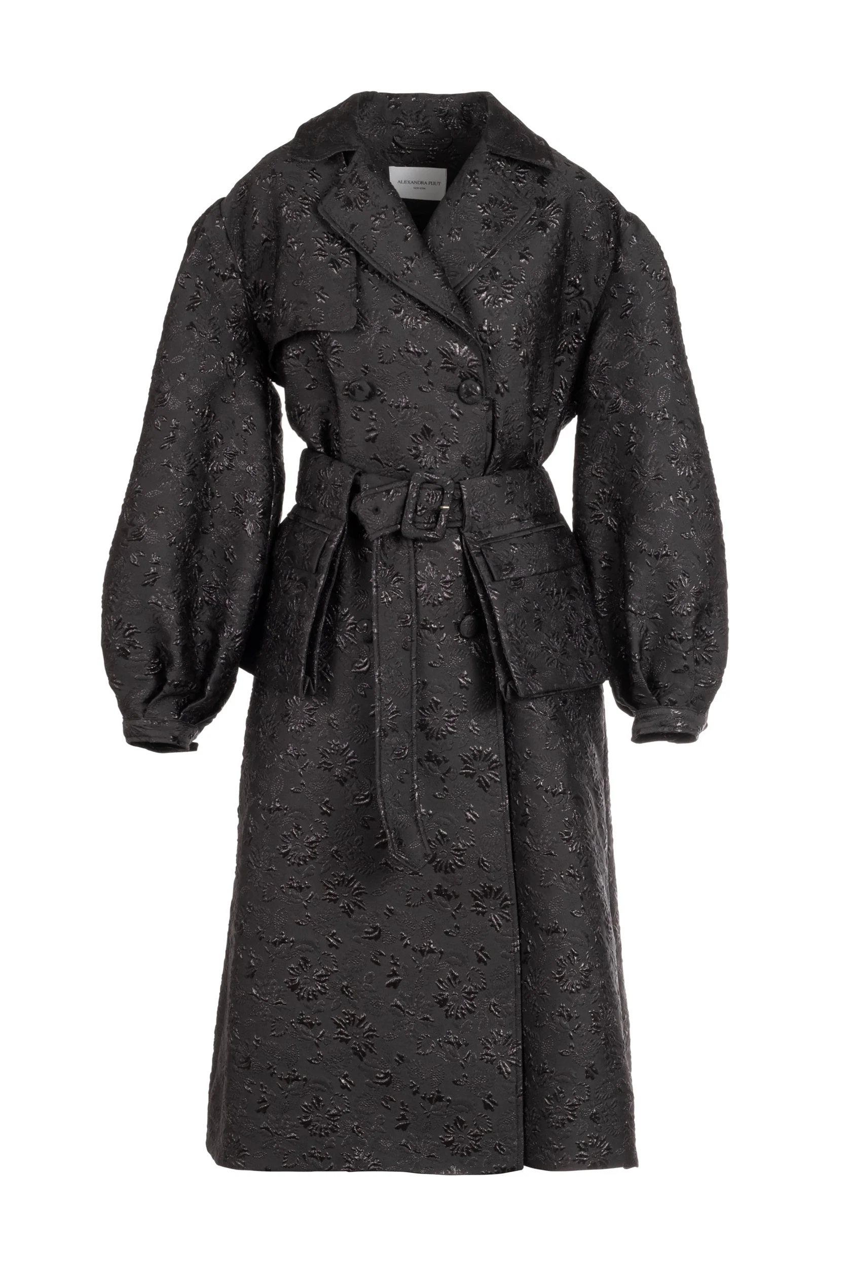 Riding Trench in Black Brocade - Image 4