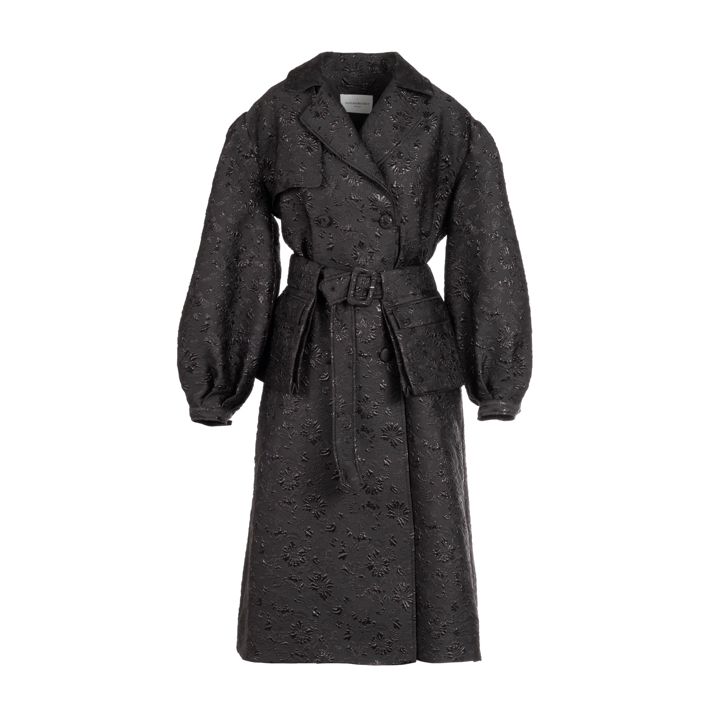 Riding Trench in Black Brocade - Image 9