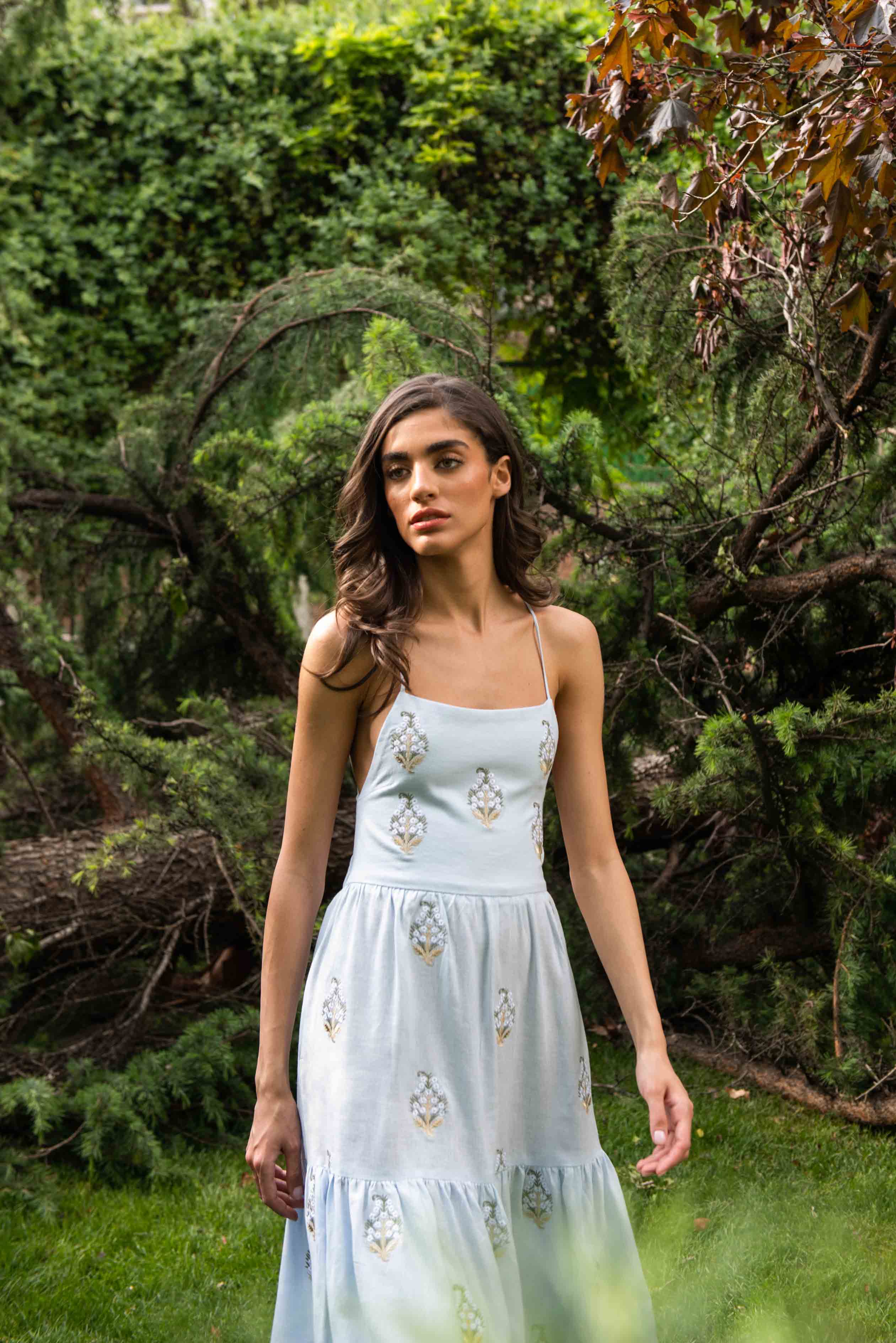 Sarv Maxi Dress - Baby Blue & White - Image 6