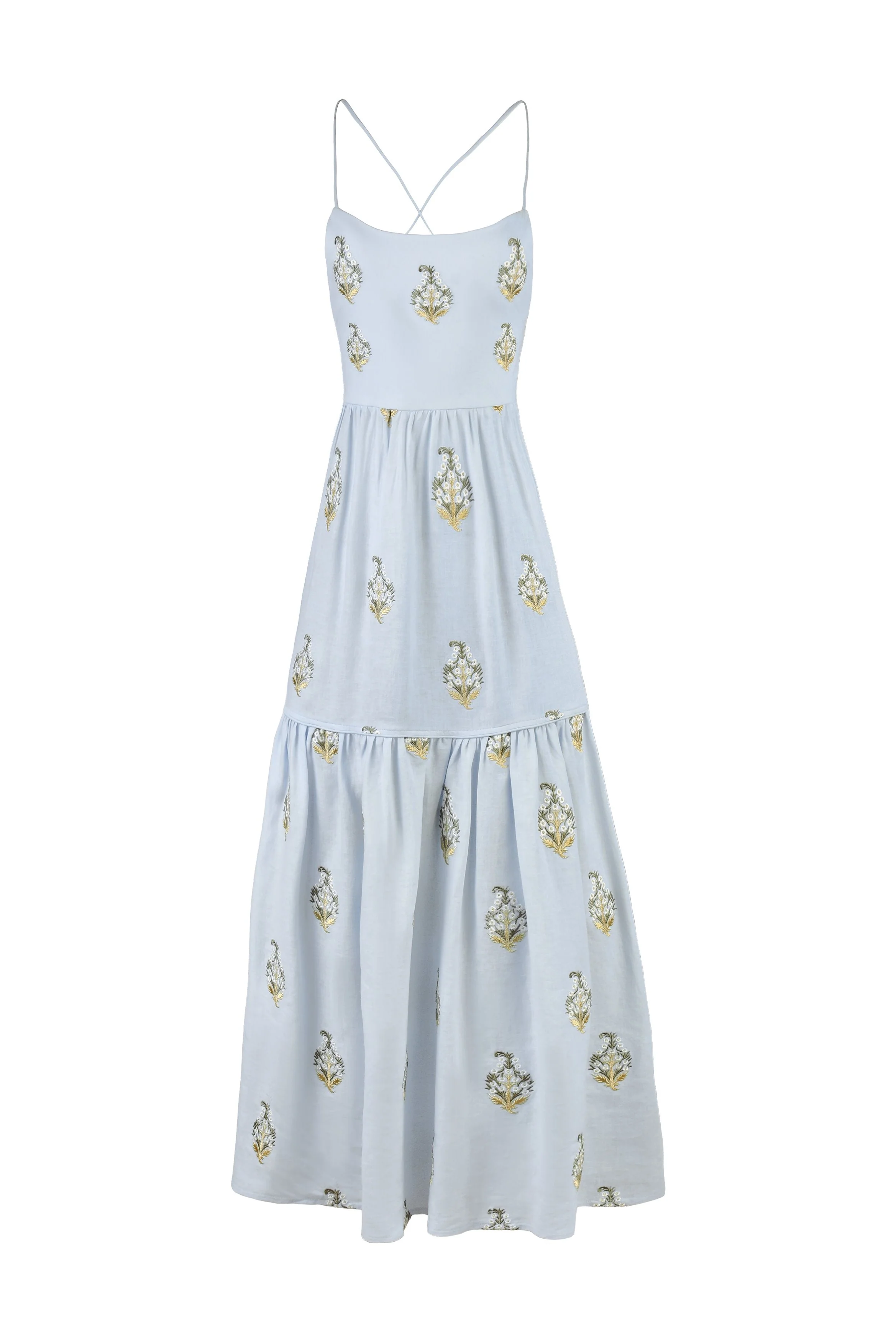 Sarv Maxi Dress - Baby Blue & White - Image 7