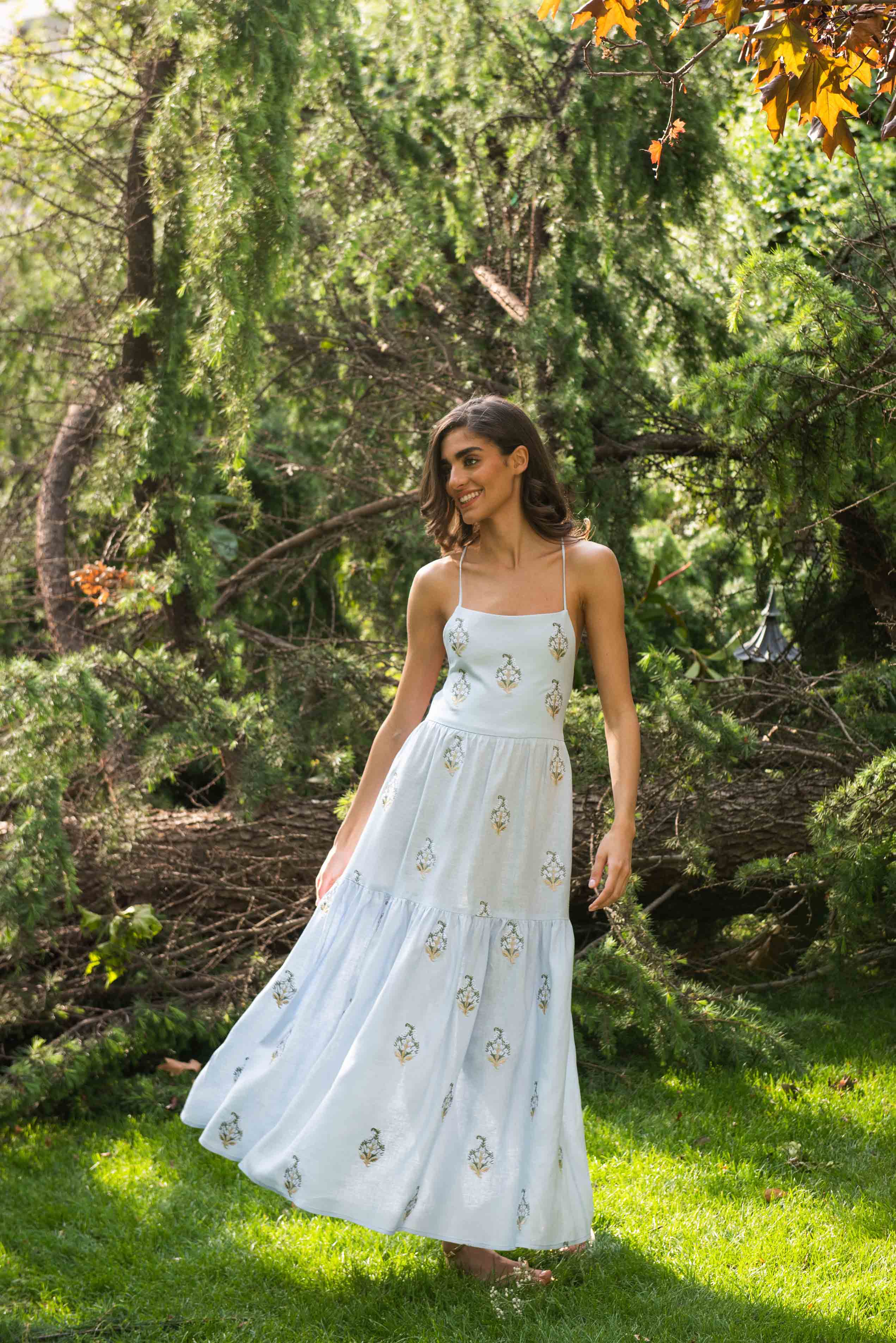 Sarv Maxi Dress - Baby Blue & White - Image 9