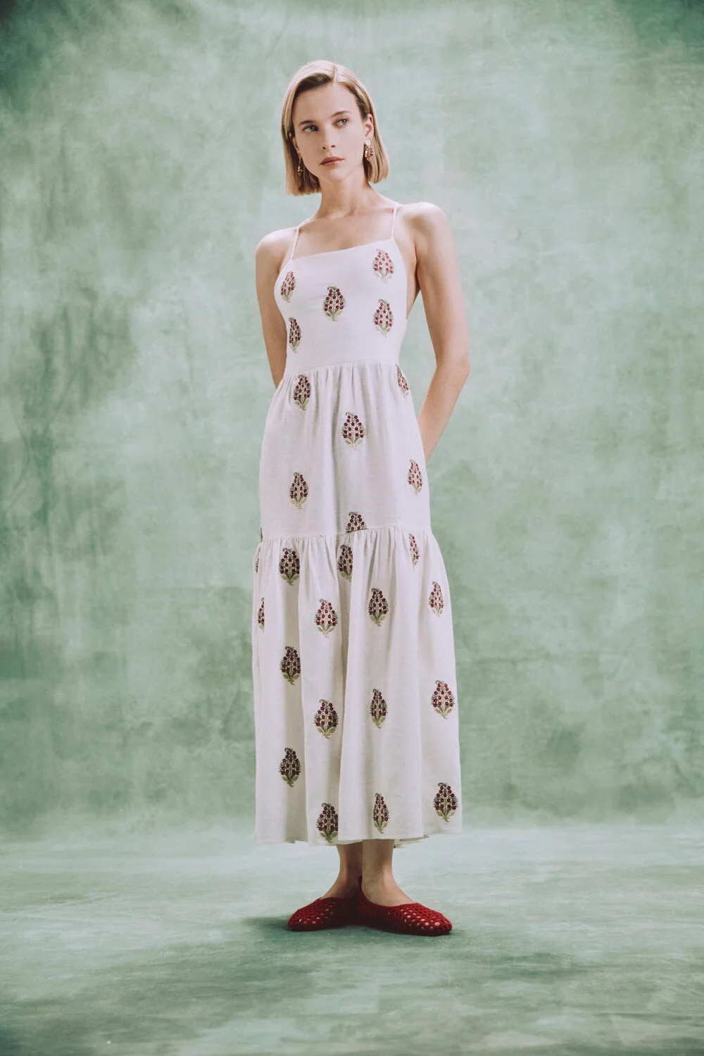 Sarv Maxi Dress - Off White & Red - Image 14