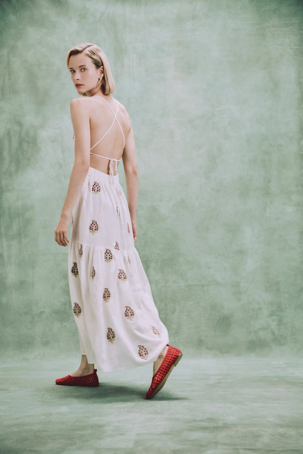Sarv Maxi Dress - Off White & Red - Image 8