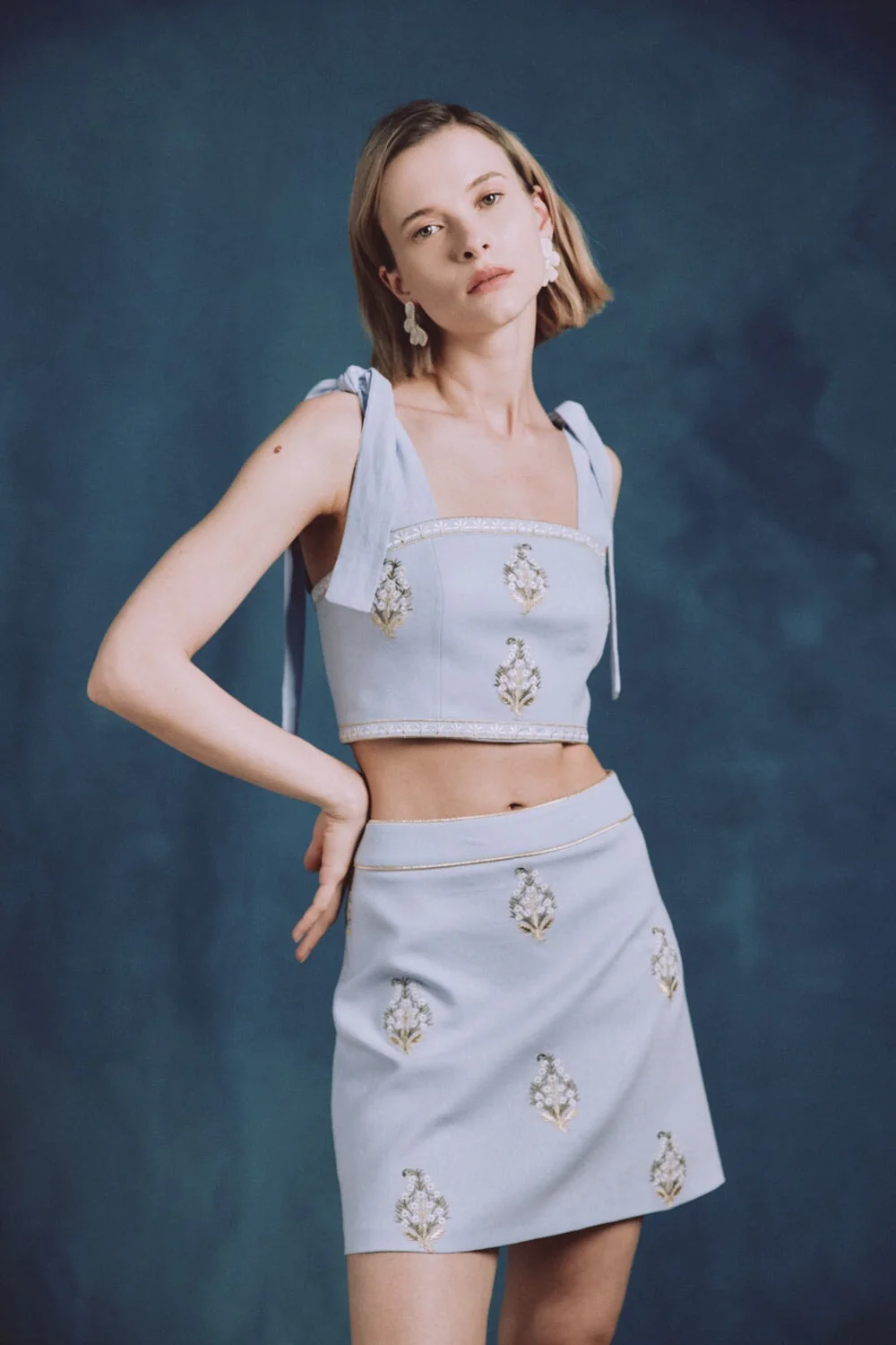 Sarv Mini Skirt - Blue & White - Image 10