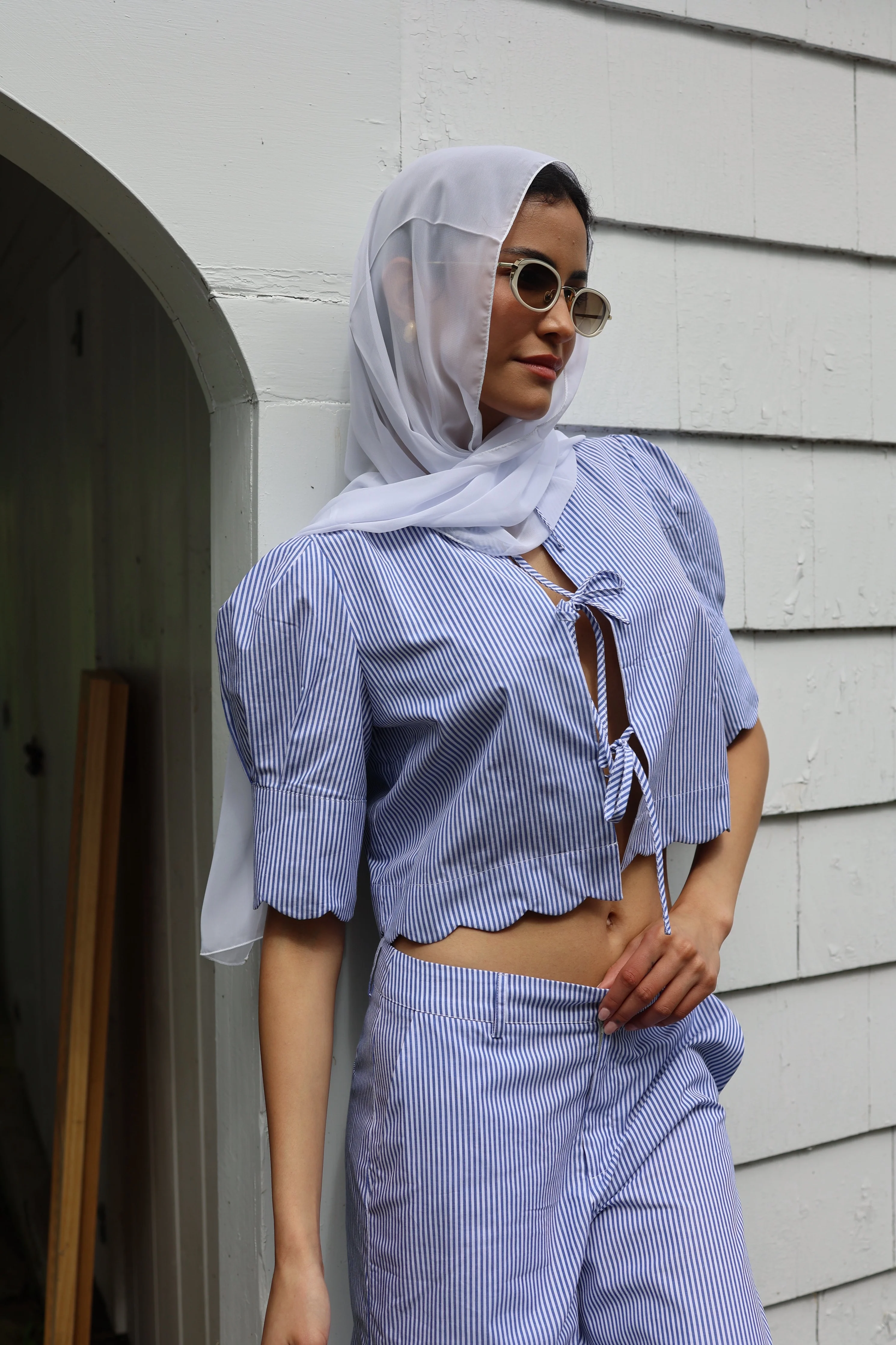 Scalloped Top Blue Stripe - Image 3