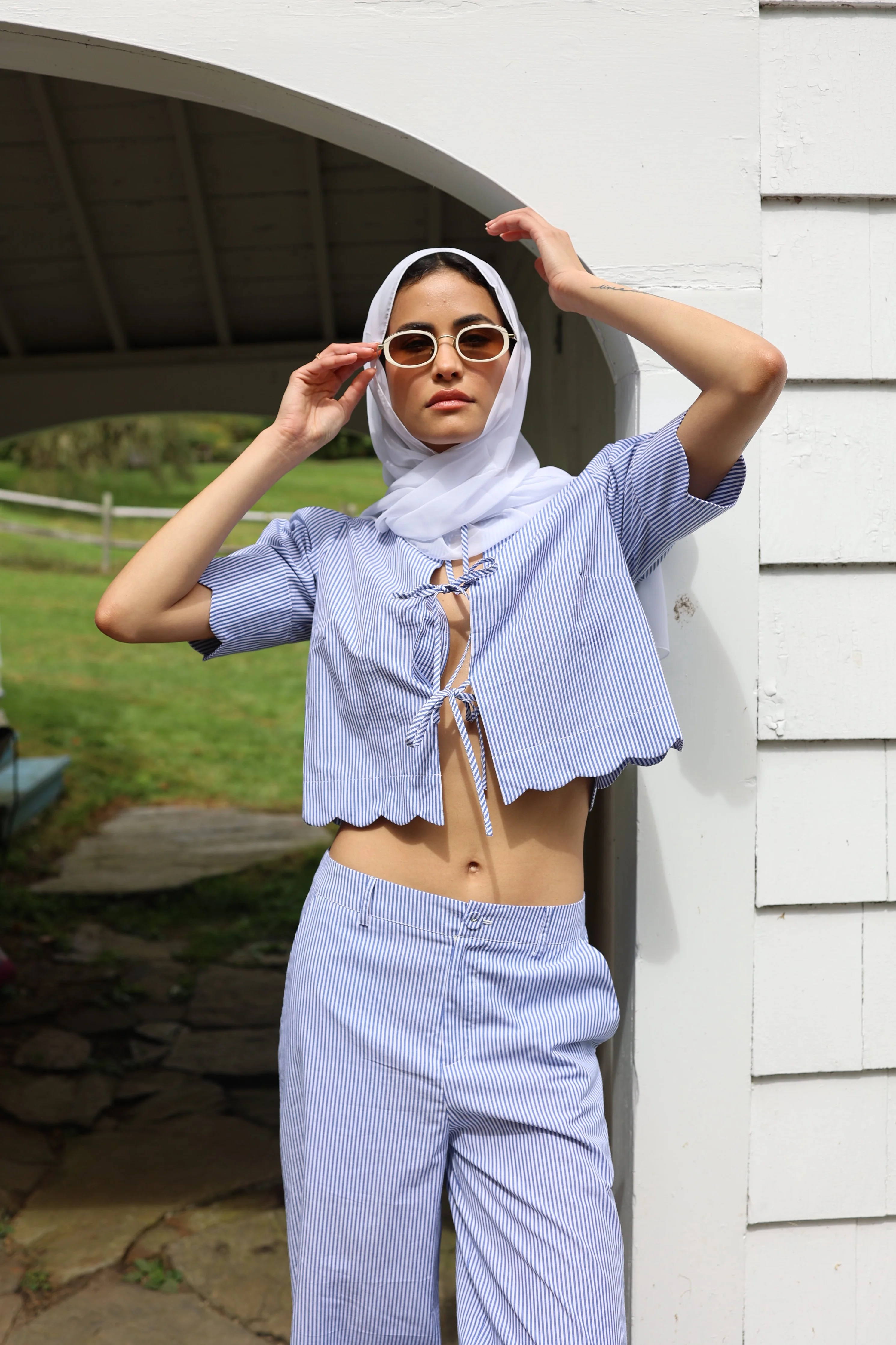 Scalloped Top Blue Stripe - Image 5