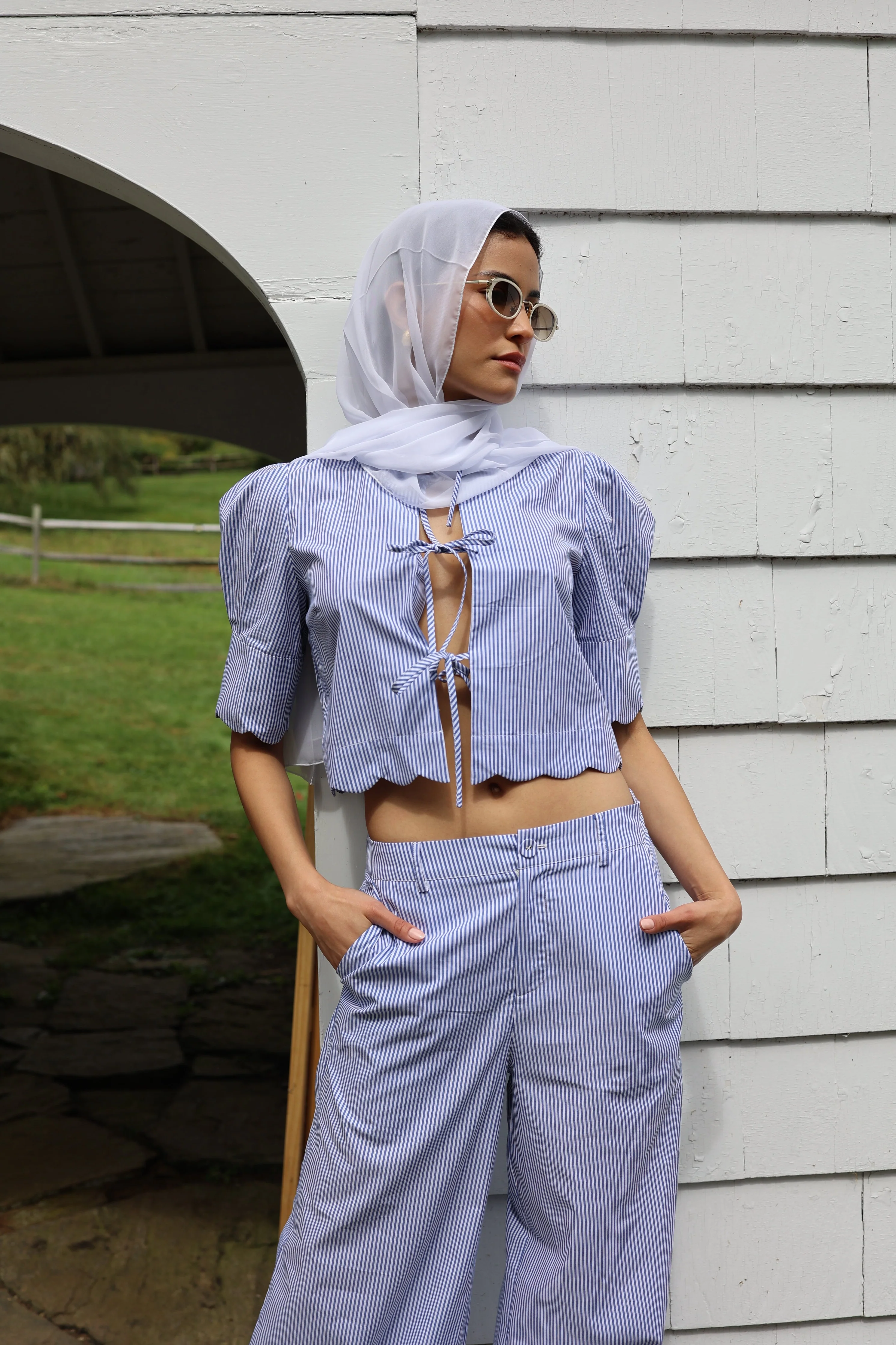 Scalloped Top Blue Stripe - Image 6