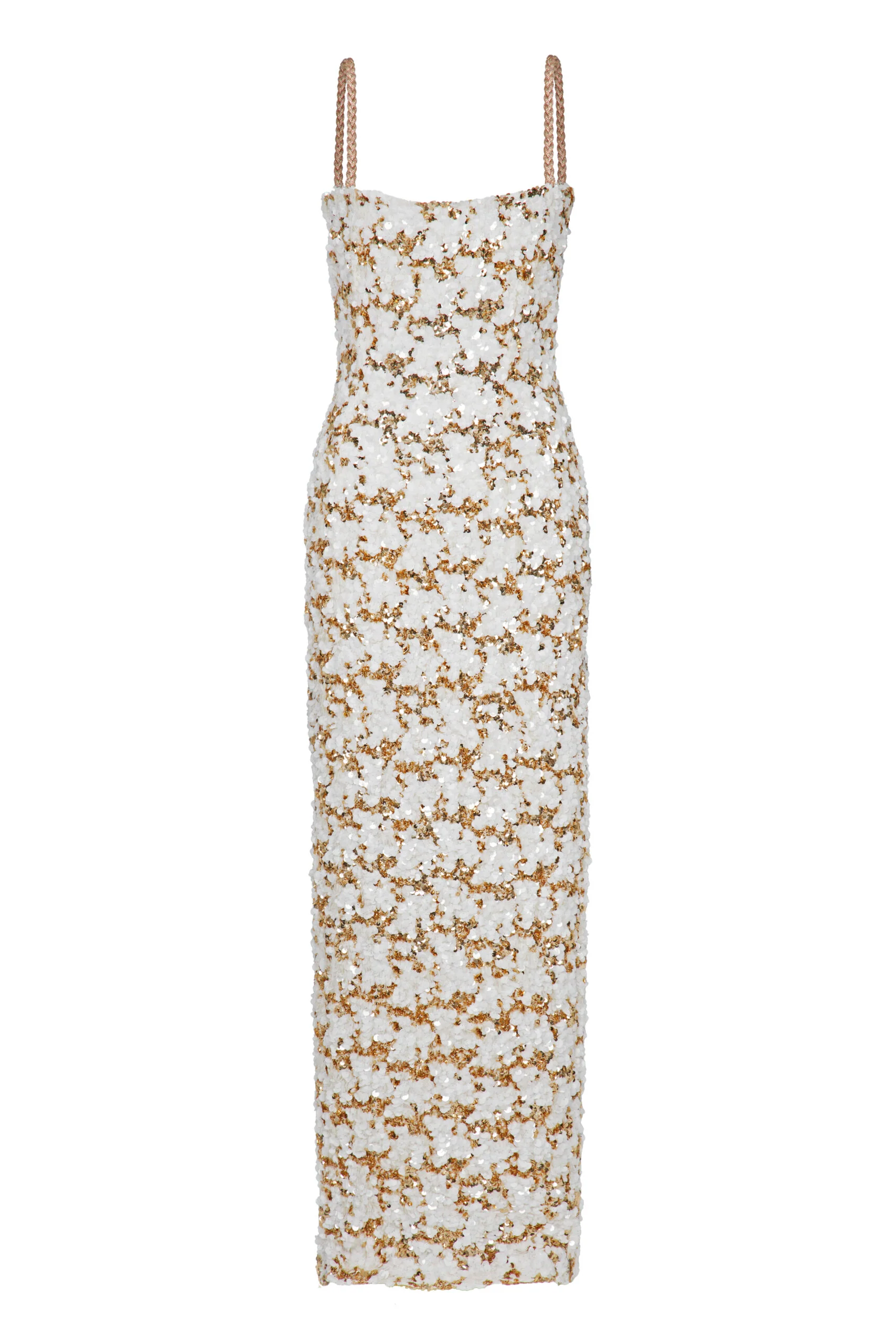 Solana Ivory & Gold Sequin Embellished Maxi Dress