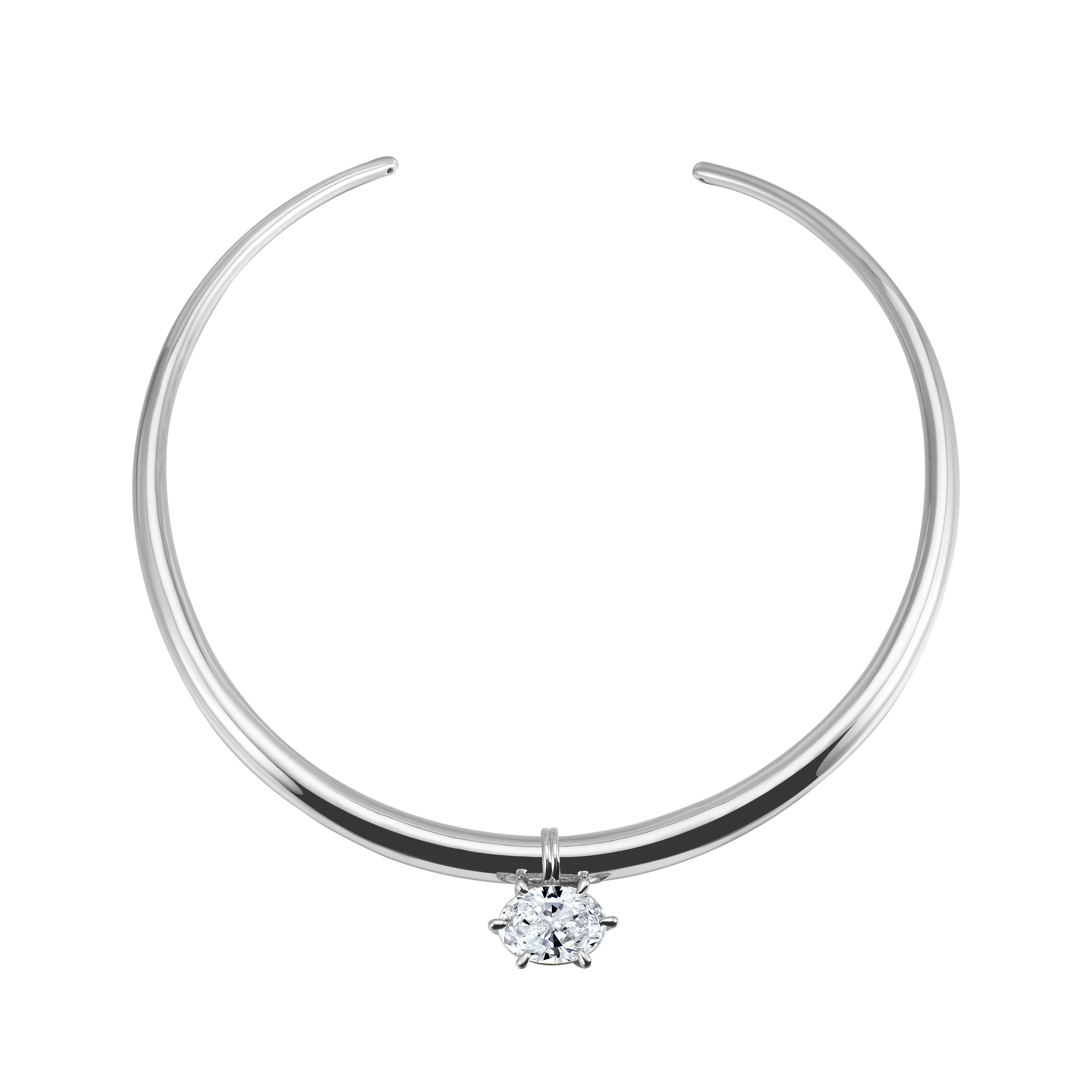 Solis Necklace | Sculptural Gold Collar With Crystal Drop - PRE-ORDER - Image 4