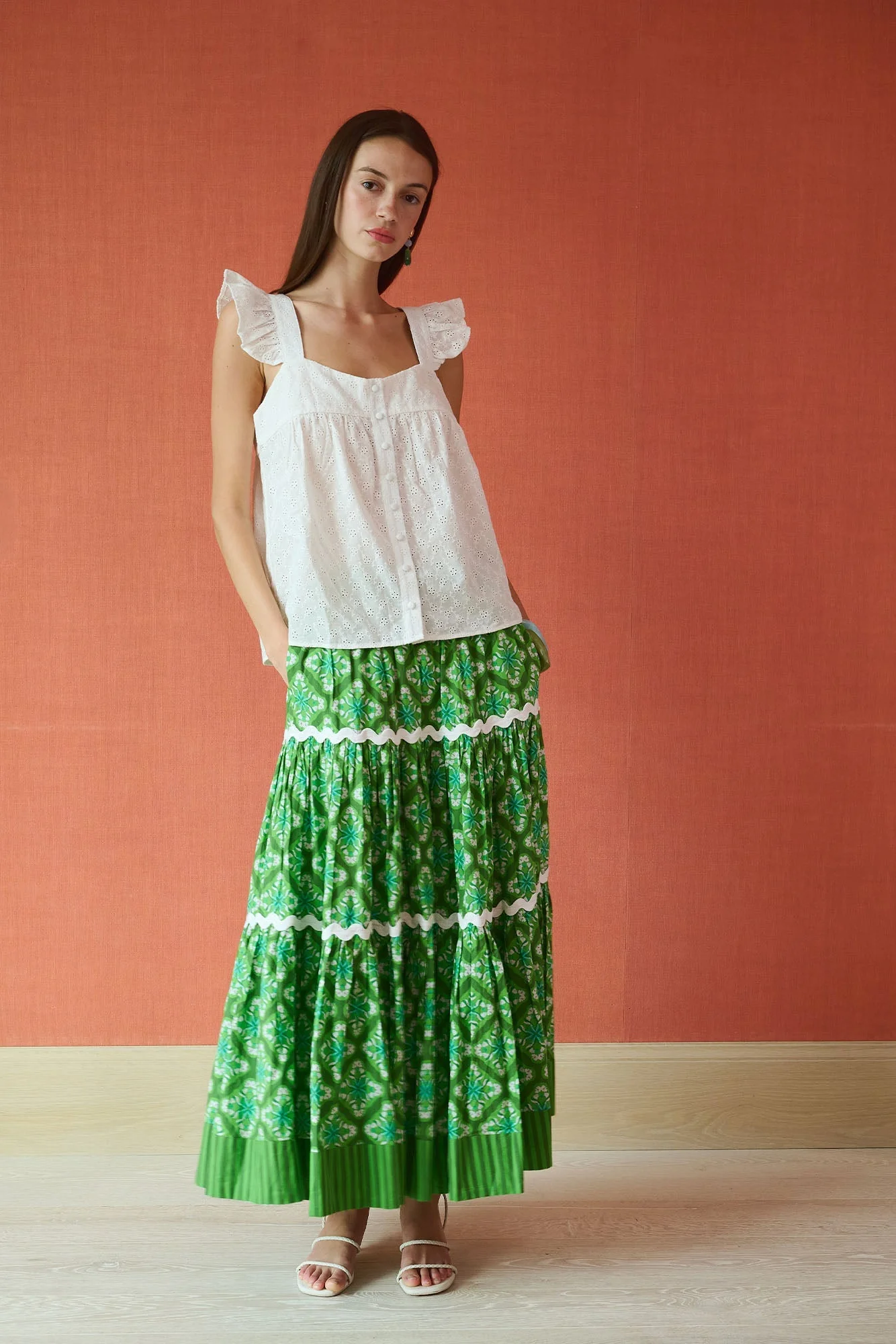 Tiered Maxi Skirt - Lily Pond - Image 7