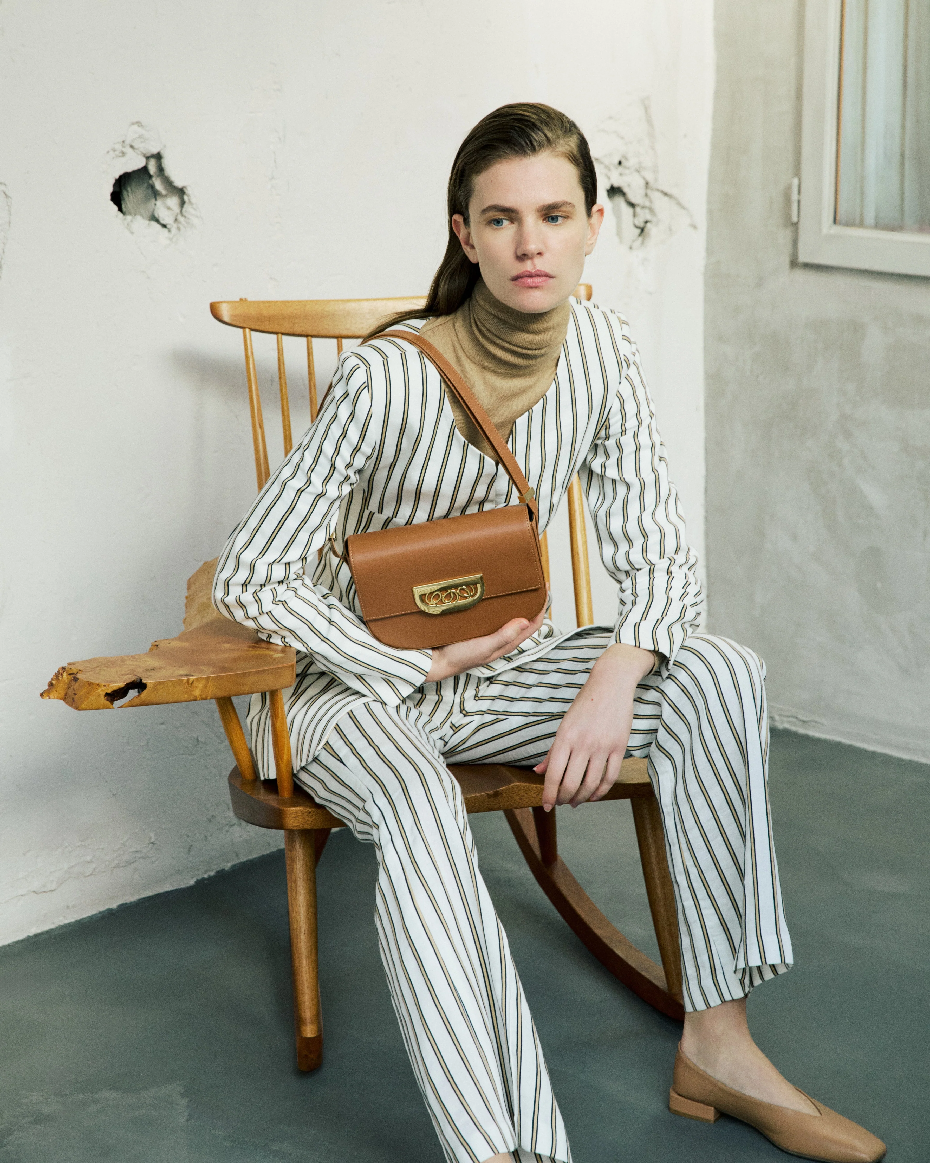 WHITE and BROWN Striped Blouse - Image 3