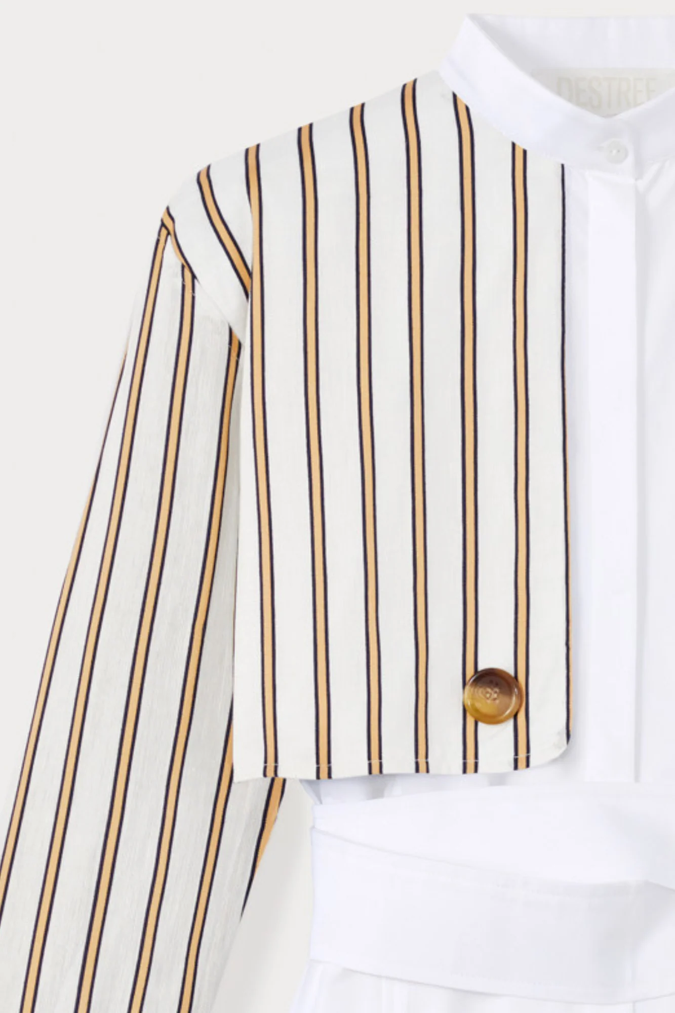 White and Striped Asymmetrical Cotton Shirt - Image 5