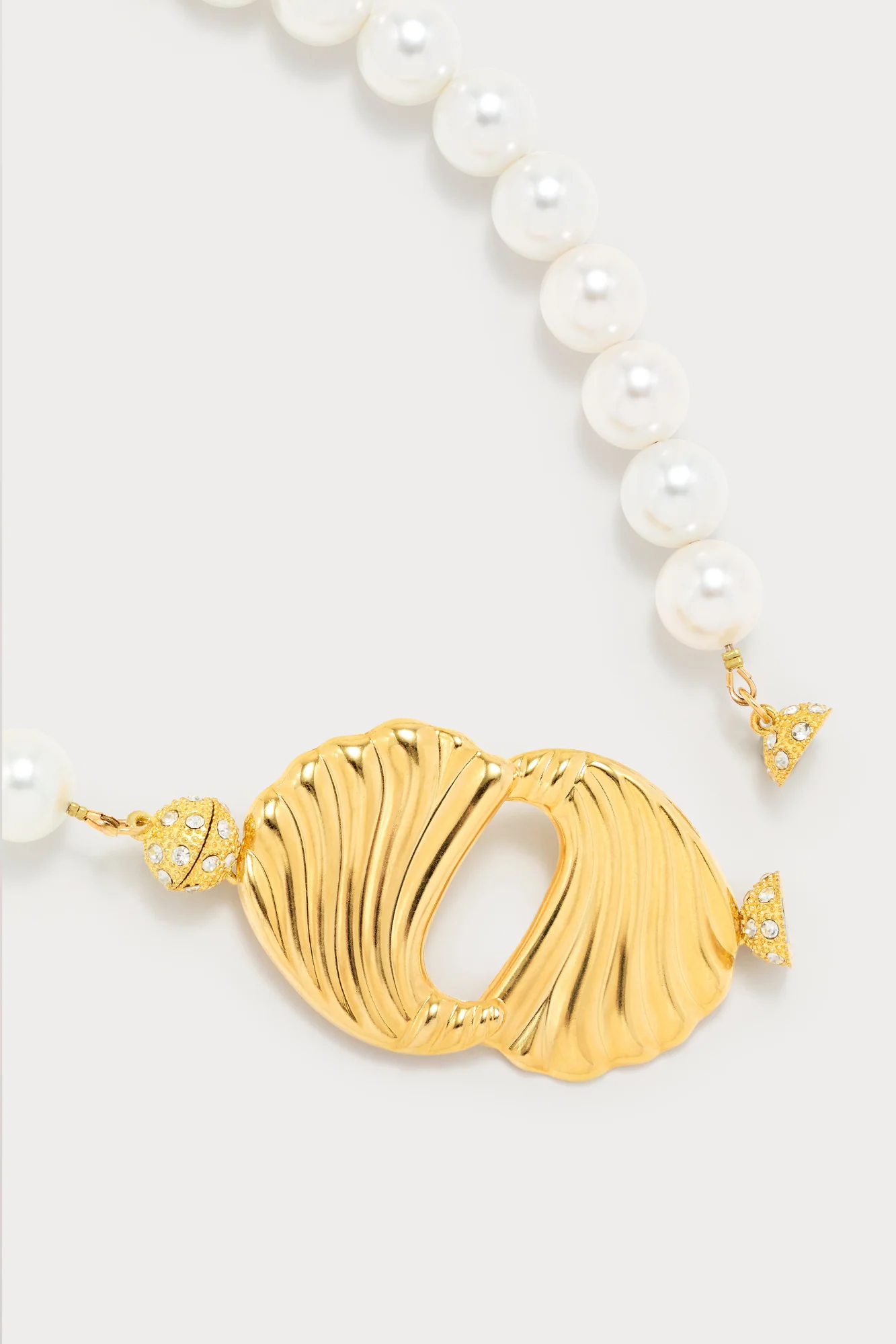 White Beaded Choker With Gold Centerpiece - Image 2