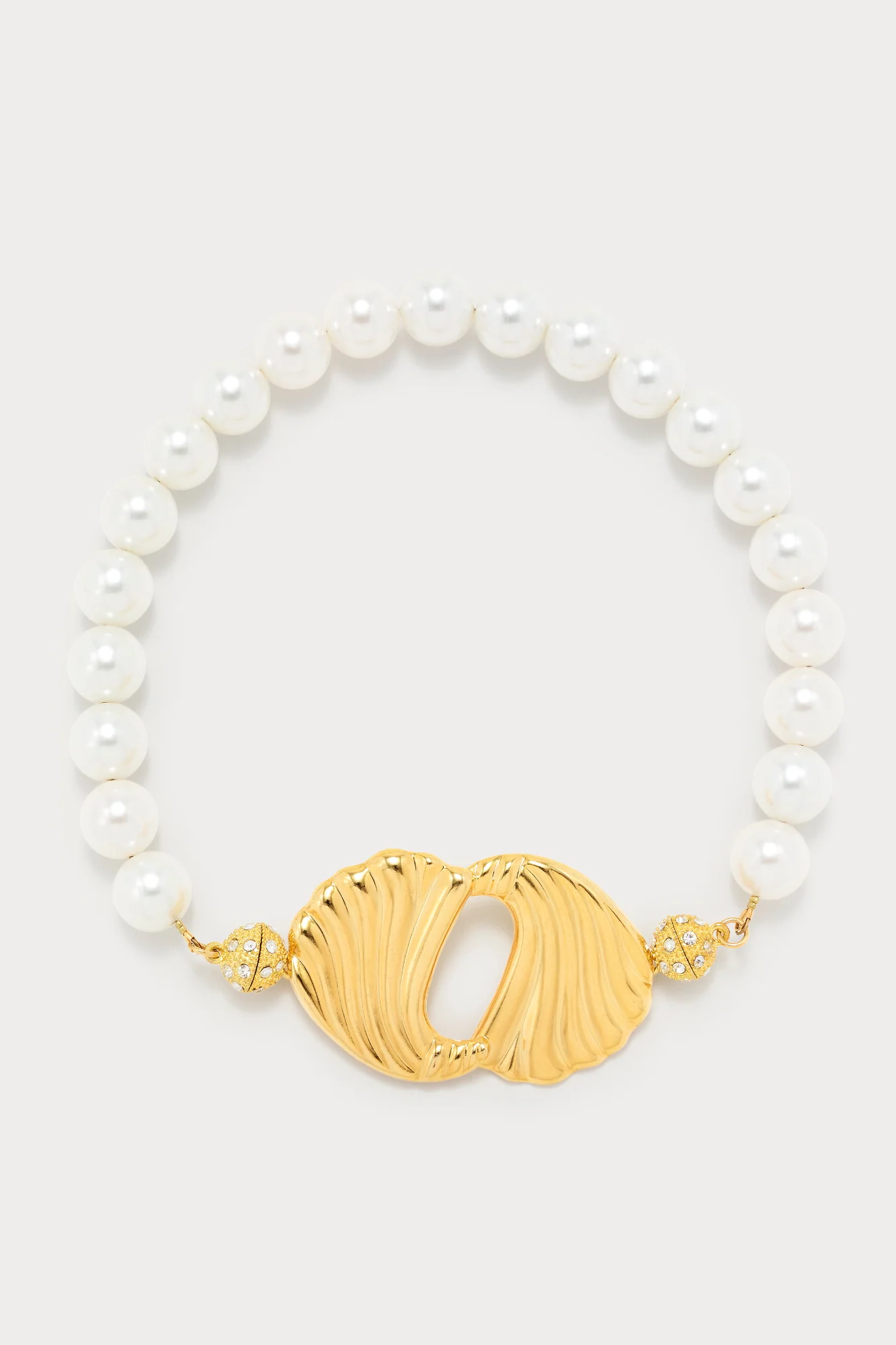 White Beaded Choker With Gold Centerpiece - Image 3
