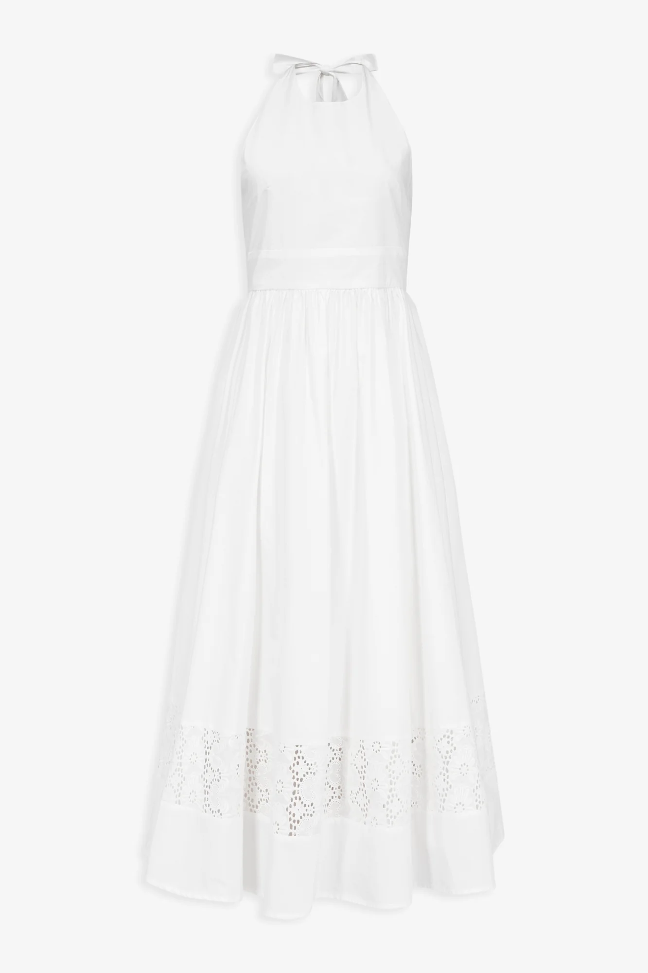 White Cotton Poplin Dress With Embroidered Detail