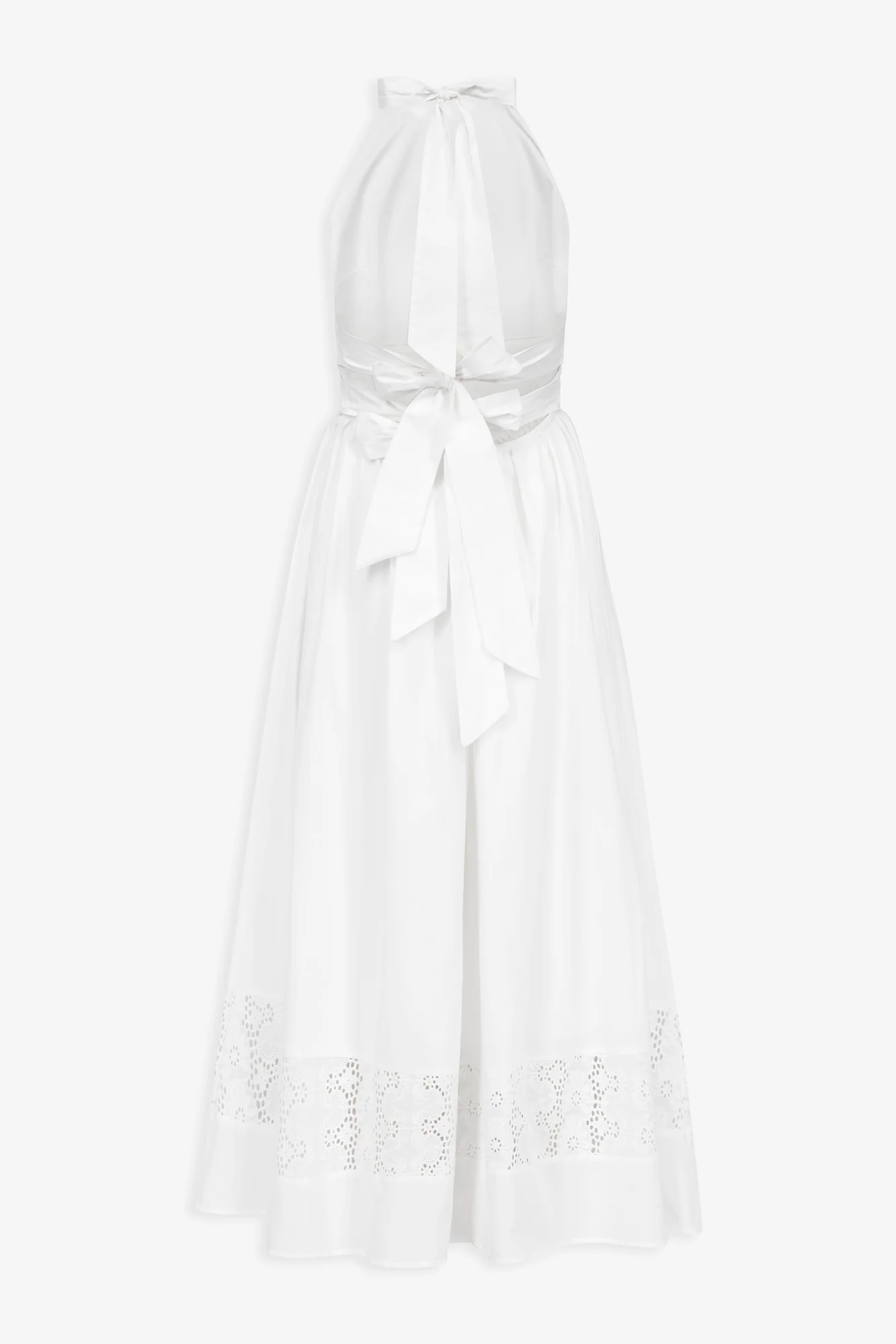 White Cotton Poplin Dress With Embroidered Detail - Image 2