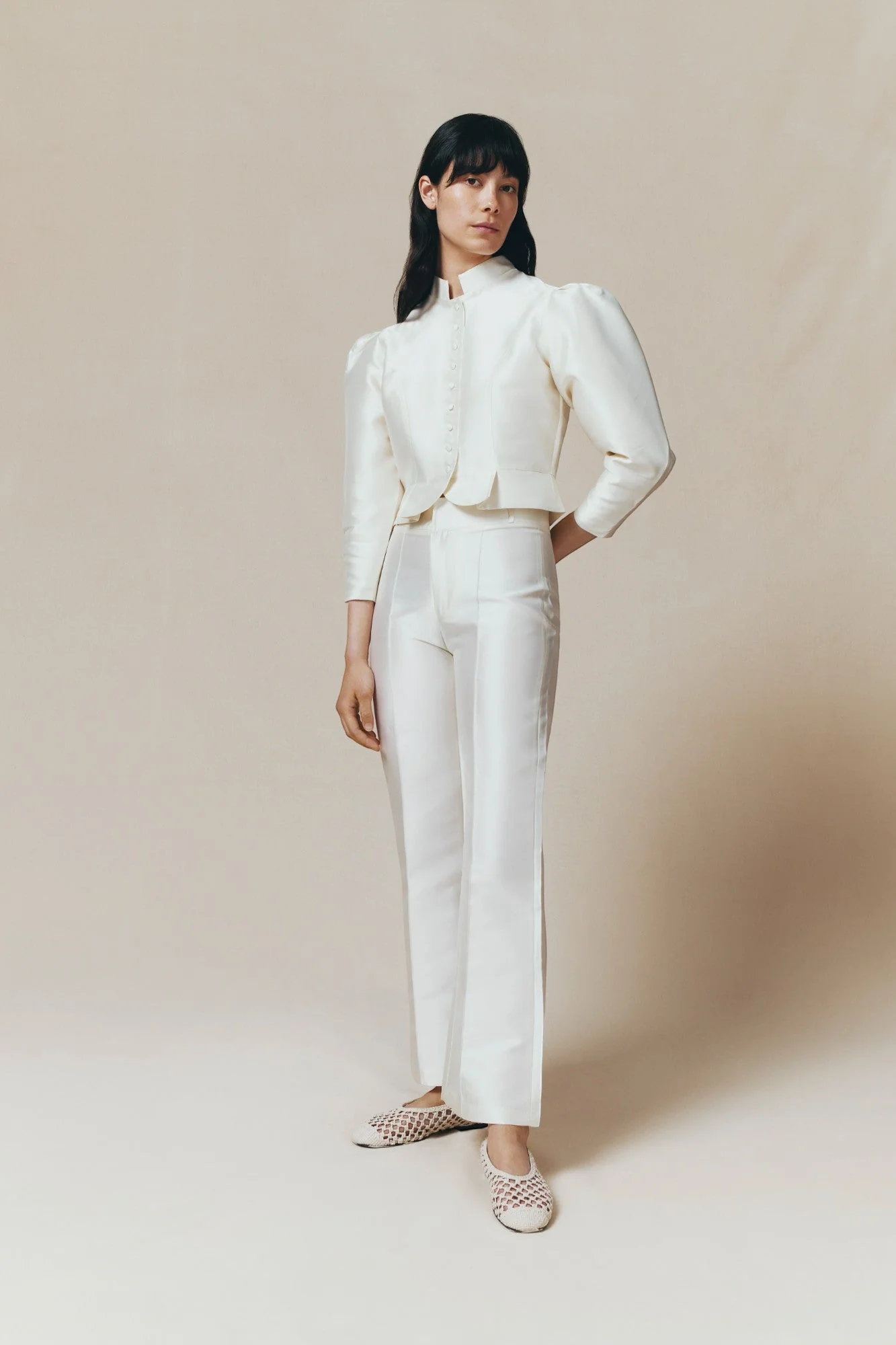 White Satin Straight Pants - Image 2