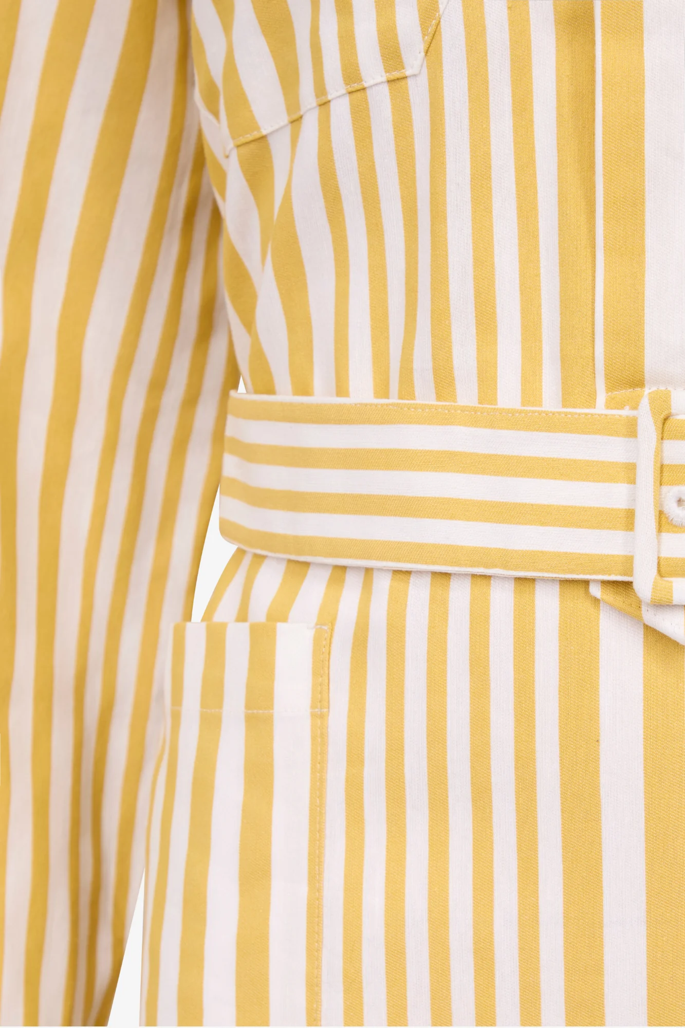 Yellow and White Striped Belted Midi Dress - Image 2