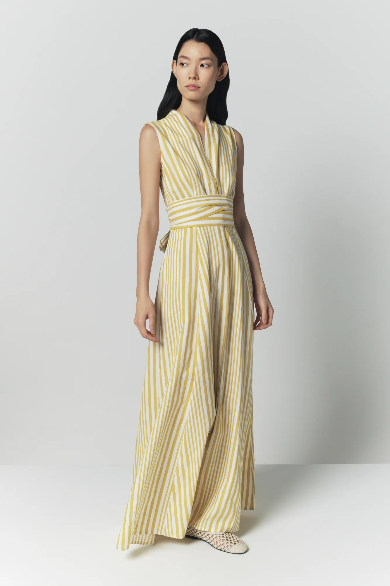 Yellow Striped Cotton Maxi Dress - Image 3